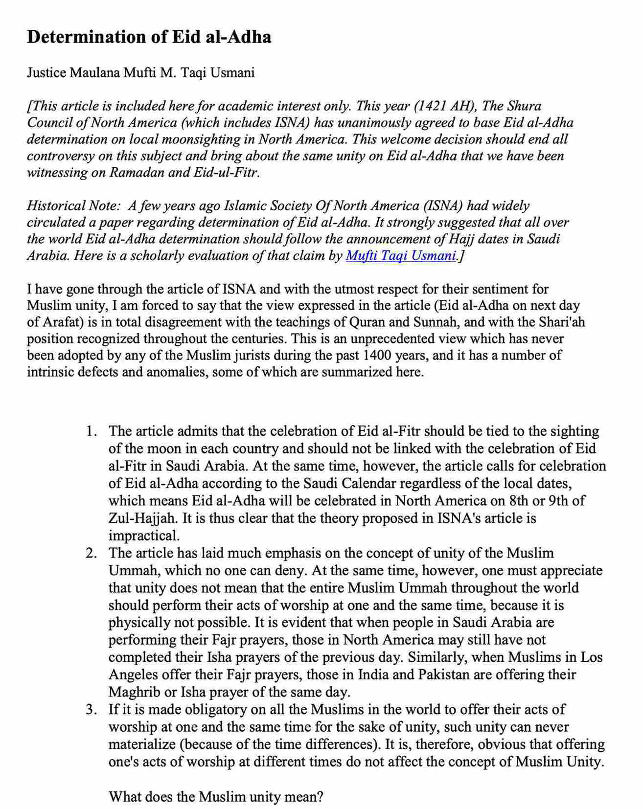 determination of EID al-adha